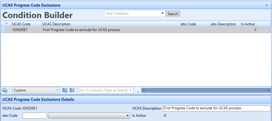 UCAS Progress Code Exclusions
